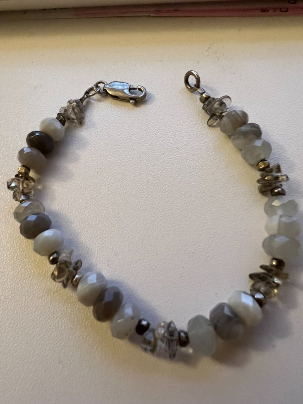 Faceted Bead Bracelet with Silver Spacers